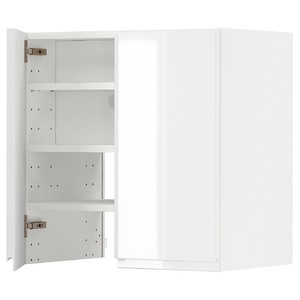 METOD Wall cb f extr hood w shlf/door, white/Voxtorp high-gloss/white, 60x60 cm