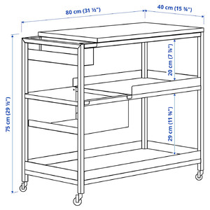 TROTTEN Trolley, anthracite, 80x40 cm