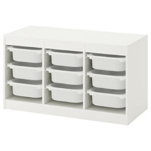 TROFAST Storage combination with boxes, white, white, 99x44x56 cm