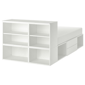 PLATSA Bed frame with 2 drawers, white, Fonnes, 140x200x103 cm