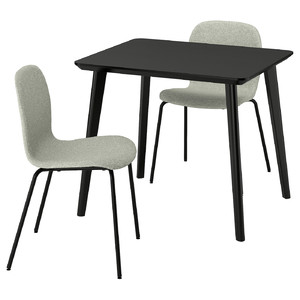 LISABO / KARLPETTER Table and 2 chairs, black/Gunnared light green black, 88x78 cm