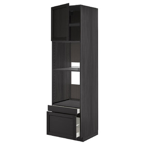 METOD / MAXIMERA Hi cab f ov/combi ov w dr/2 drwrs, black/Lerhyttan black stained, 60x60x220 cm