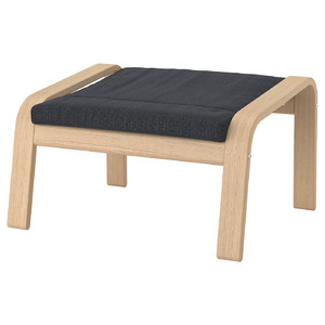 POÄNG Footstool, white stained oak effect, Hillared anthracite