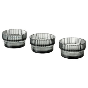 GRADVIS Candle holder, grey, 4.5 cm, 3 pack