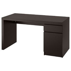 MALM Desk, black-brown, 65x140 cm