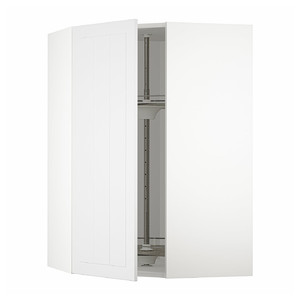 METOD Corner wall cabinet with carousel, white/Stensund white, 68x100 cm