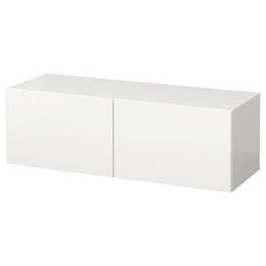 BESTÅ Wall-mounted cabinet combination, white/Selsviken white, 120x42x38 cm