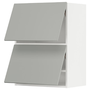 METOD Wall cab horizo 2 doors w push-open, white/Havstorp light grey, 60x80 cm