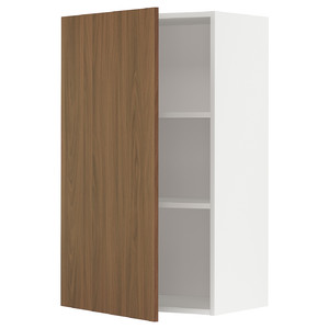 METOD Wall cabinet with shelves, white/Tistorp brown walnut effect, 60x100 cm