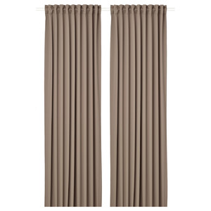 MAJGULL Block-out curtains, 1 pair, grey/brown, 145x300 cm
