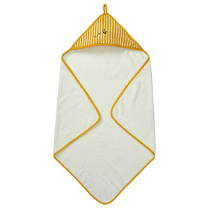GRÖNFINK Baby towel with hood, yellow, 80x80 cm
