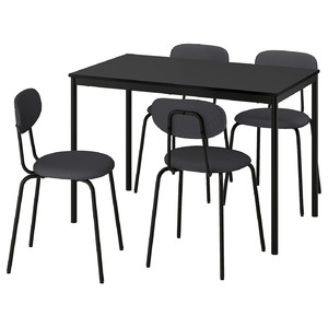 SANDSBERG / ÖSTANÖ Table and 4 chairs, black black/Remmarn dark grey, 110 cm