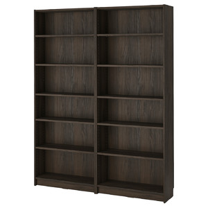 BILLY Bookcase combination, dark brown oak effect, 160x28x202 cm