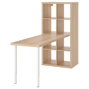 KALLAX / LAGKAPTEN Desk combination, white/white stained oak effect, 77x159x147 cm