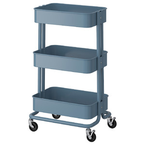 RÅSKOG Trolley, grey-blue, 35x45x77 cm