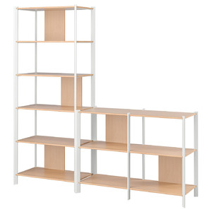 JÄTTESTA Storage combination, white/light bamboo, 200x194 cm