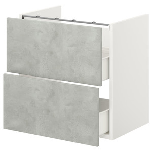 ENHET Base cb f washbasin w 2 drawers, white, concrete effect, 60x40x60 cm