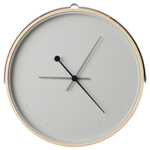 ROTBLÖTA Wall clock, low-voltage/ash veneer light grey, 42 cm