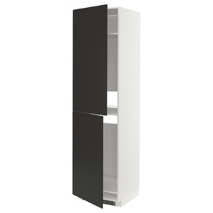 METOD High cabinet for fridge/freezer, white/Nickebo matt anthracite, 60x60x220 cm