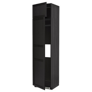 METOD Hi cab f fridge or freezer w 2 drs, black/Lerhyttan black stained, 60x60x240 cm