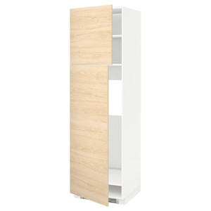 METOD High cabinet for fridge w 2 doors, white/Askersund light ash effect, 60x60x200 cm