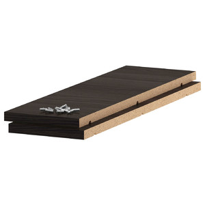 UTRUSTA Shelf, wood effect, black, 20x60 cm, 2 pack
