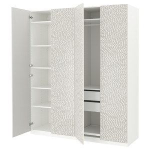 PAX / MISTUDDEN Wardrobe combination, white/grey patterned, 200x60x236 cm