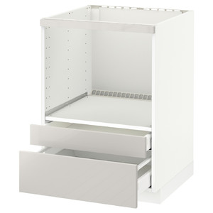 METOD/MAXIMERA Base cabinet f combi micro/drawers, white, Ringhult light grey, 60x60 cm