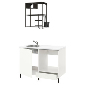 ENHET Kitchen, anthracite, white, 123x63.5x222 cm