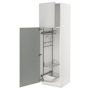 METOD High cabinet with cleaning interior, white/Havstorp light grey, 60x60x200 cm