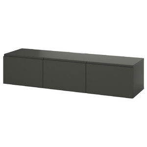 BESTÅ TV bench with doors, dark grey/Västerviken dark grey, 180x42x38 cm