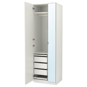 PAX / FORSAND/ÅHEIM Wardrobe combination, white/mirror glass, 75x60x236 cm