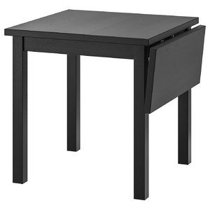 NORDVIKEN Drop-leaf table, black, 74/104x74 cm