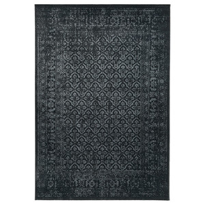 KYNDBY Rug, short pile, patinated grey/floral pattern, 160x230 cm