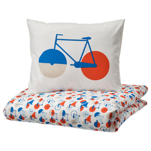 SPORTSLIG Quilt cover and pillowcase, bicycle pattern, 150x200/50x60 cm
