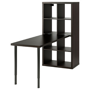 KALLAX / LAGKAPTEN Desk combination, black/black-brown, 77x159x147 cm