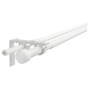 RÄCKA / HUGAD Double curtain rod combination, white, 120-210 cm