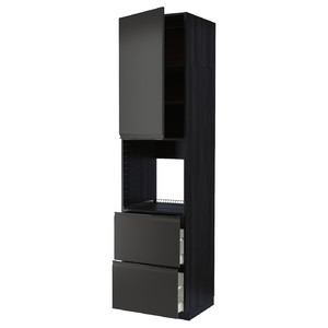 METOD / MAXIMERA High cabinet f oven+door/2 drawers, black/Upplöv matt anthracite, 60x60x240 cm