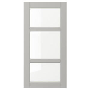 LERHYTTAN Glass door, light grey, 40x80 cm