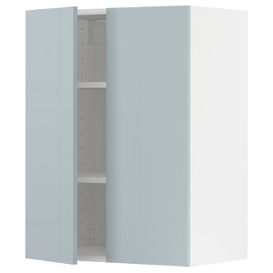 METOD Wall cabinet with shelves/2 doors, white/Kallarp light grey-blue, 60x80 cm