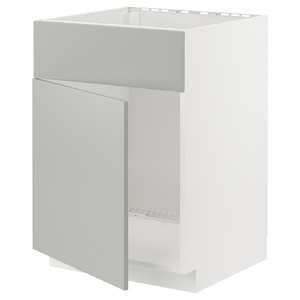 METOD Base cabinet f sink w door/front, white/Havstorp light grey, 60x60 cm