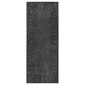 KYNDBY Rug, patinated grey/floral pattern, 80x200 cm