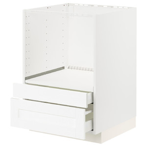 METOD / MAXIMERA Base cabinet f combi micro/drawers, white Enköping/white wood effect, 60x60 cm