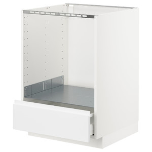 METOD / MAXIMERA Base cabinet for oven with drawer, white, Voxtorp matt white white, 60x60 cm