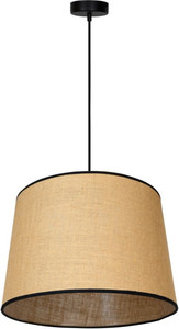 Pendant Lamp Duolla Cone L, black/jute