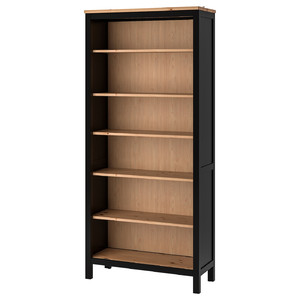 HEMNES Bookcase, black-brown, light brown, 90x197 cm