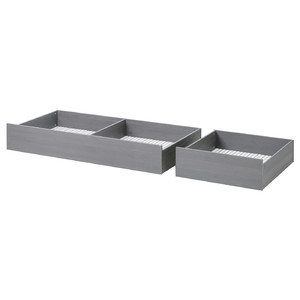 HEMNES Bed storage box, set of 2, grey stained, 200 cm