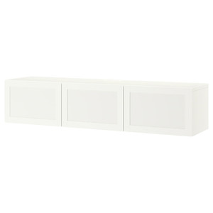 BESTÅ TV bench with doors, white, Hanviken white, 180x42x38 cm