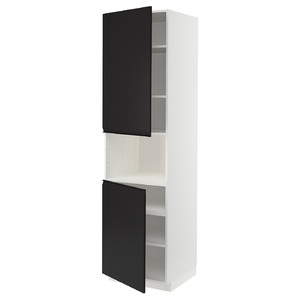 METOD High cab f micro w 2 doors/shelves, white/Upplöv matt anthracite, 60x60x220 cm