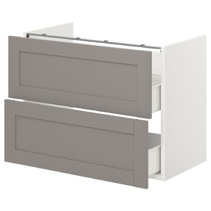 ENHET Base cb f washbasin w 2 drawers, white, grey frame, 80x40x60 cm